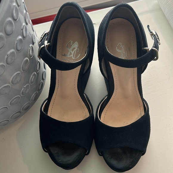 Suede navy wedges in size 4 - Picture 6 of 6